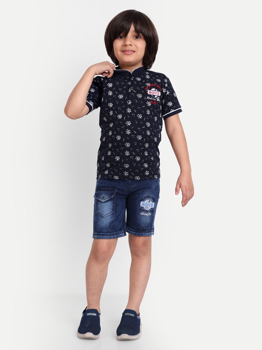 

BAESD Boys Printed Pure Cotton T-shirt With Shorts, Blue