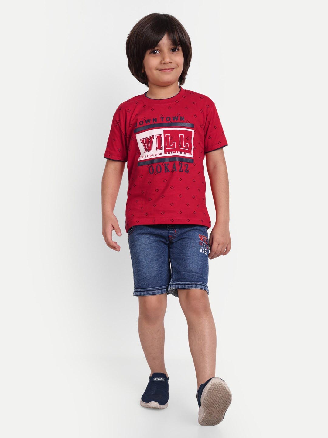 

BAESD Boys Printed Pure Cotton T-shirt With Shorts, Red