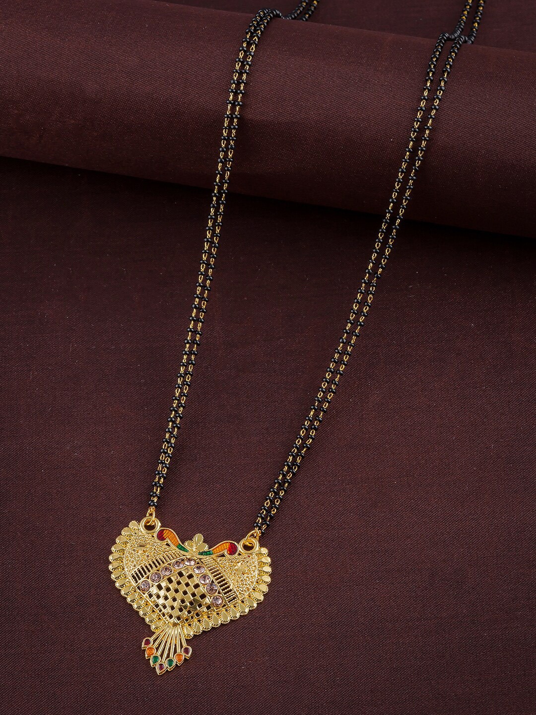 

Anouk Gold Plated Stone Studded & Beaded Mangalsutra