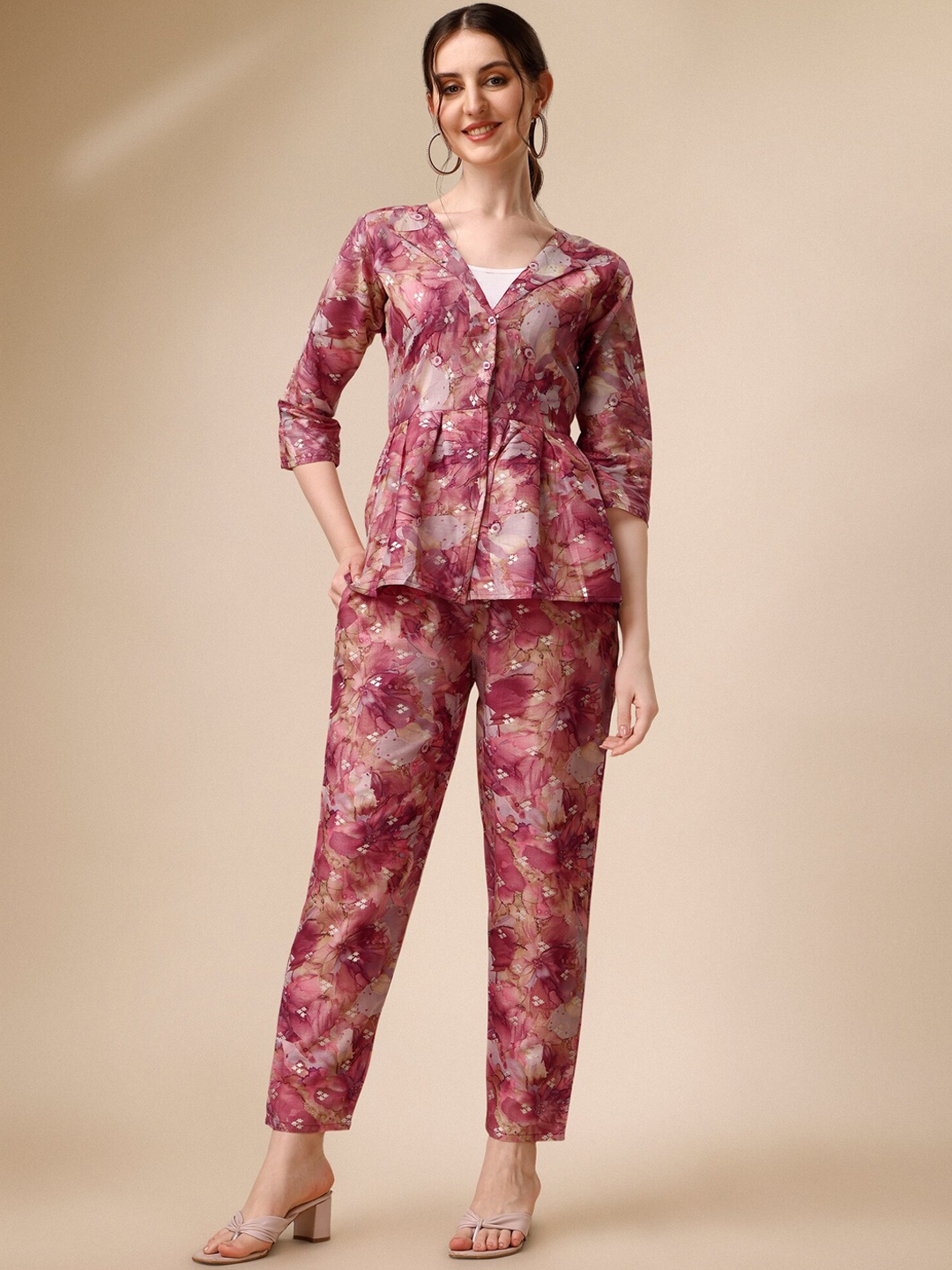 

KALINI Printed Pure Cotton Co-Ords, Pink