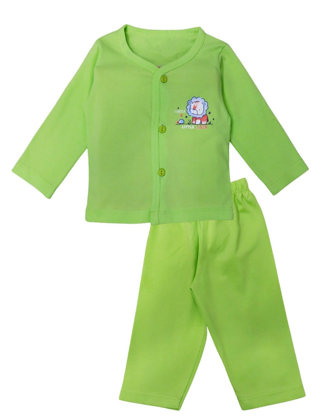 

BAESD Infants Printed Pure Cotton Shirt & Trousers, Green