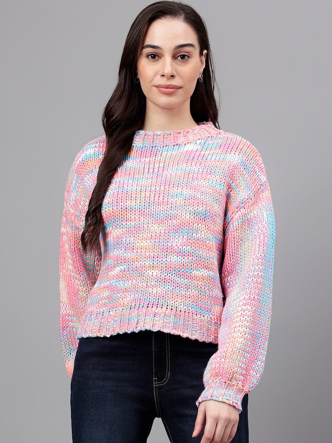 

Xpose Abstract Self Design Pullover, Pink