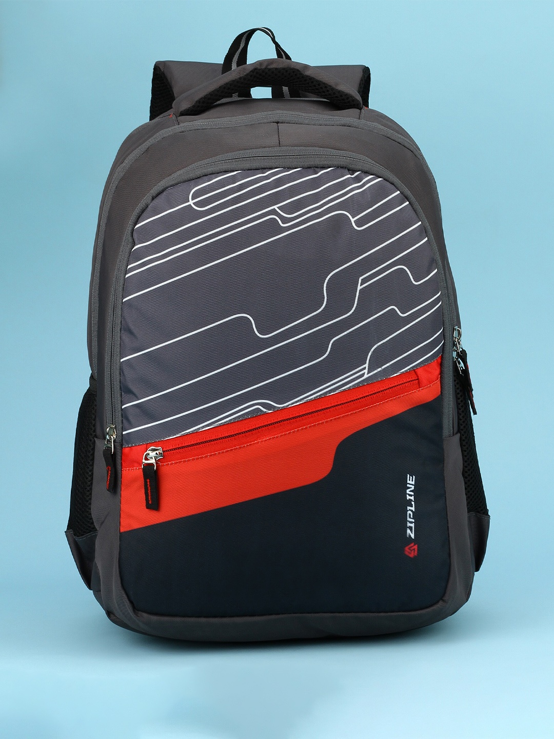 

ZIPLINE Unisex Geometric Backpack, Grey