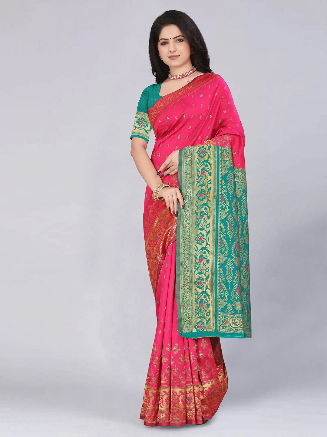 

MUKHITA Woven Design Banarasi Saree, Pink