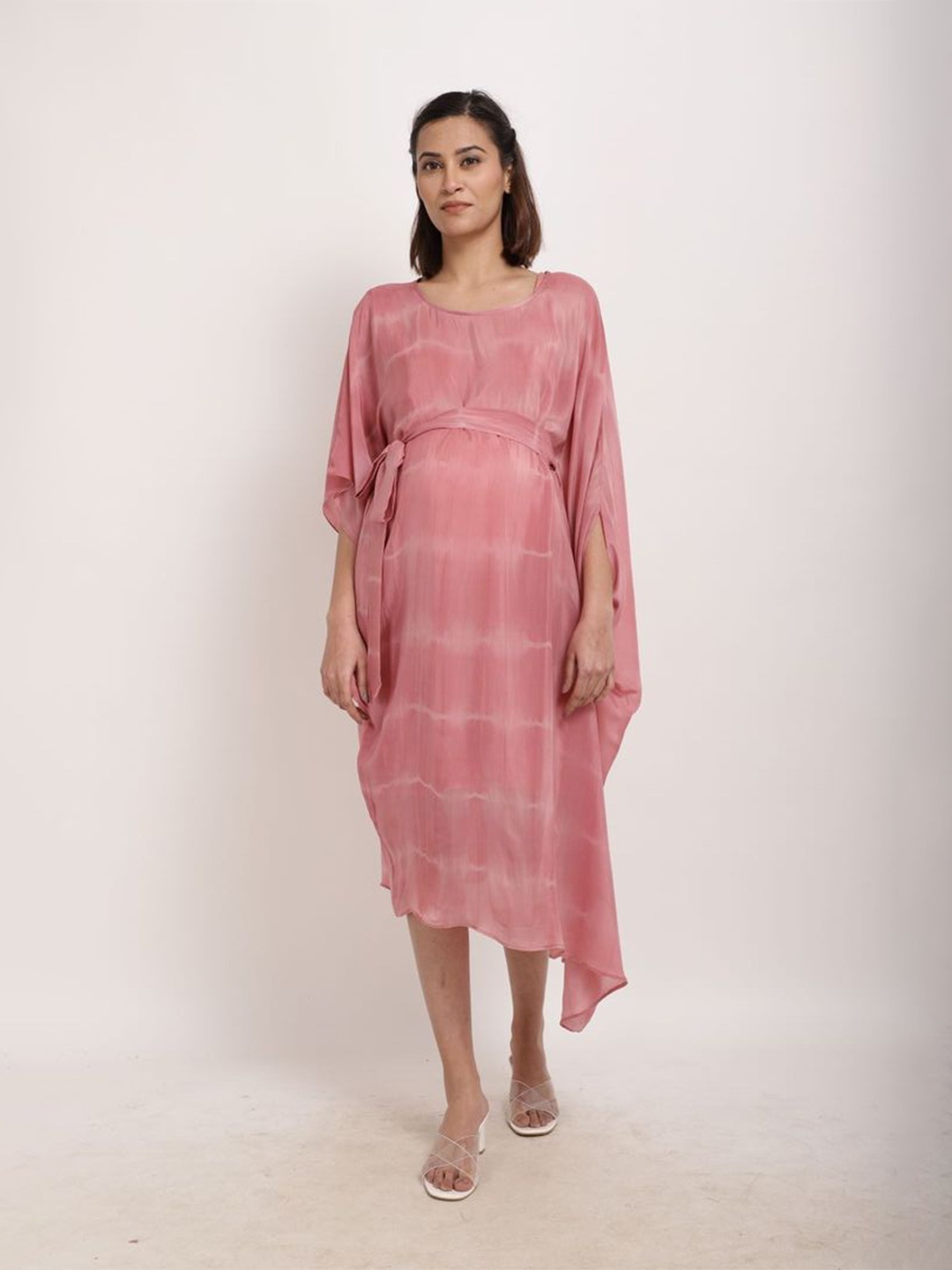 

Ranng Maternity Tie & Dye Kaftan Dress, Pink