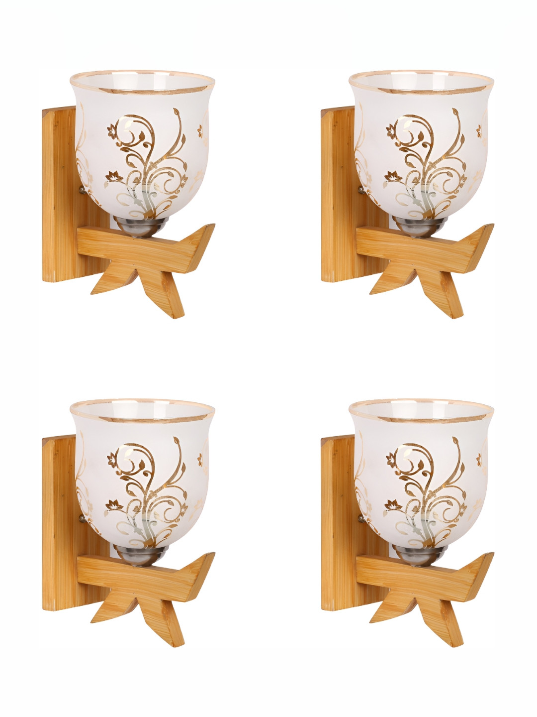 

Afast White & Brown 4 Pieces Printed Abstract Shaped Glass Wall Lamps