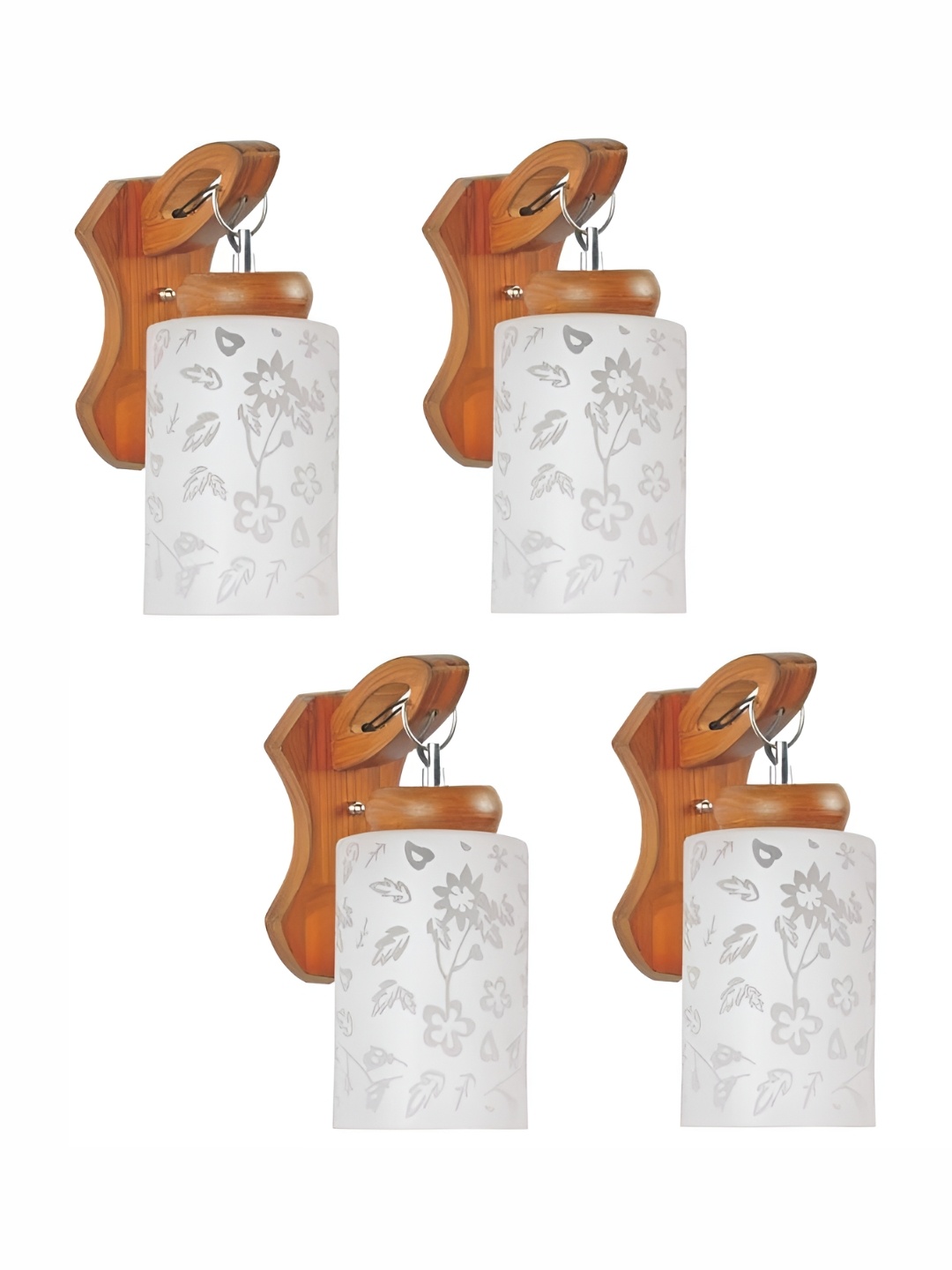 

Afast White & Brown 4 Pieces Printed Contemporary Glass Wall Lamps