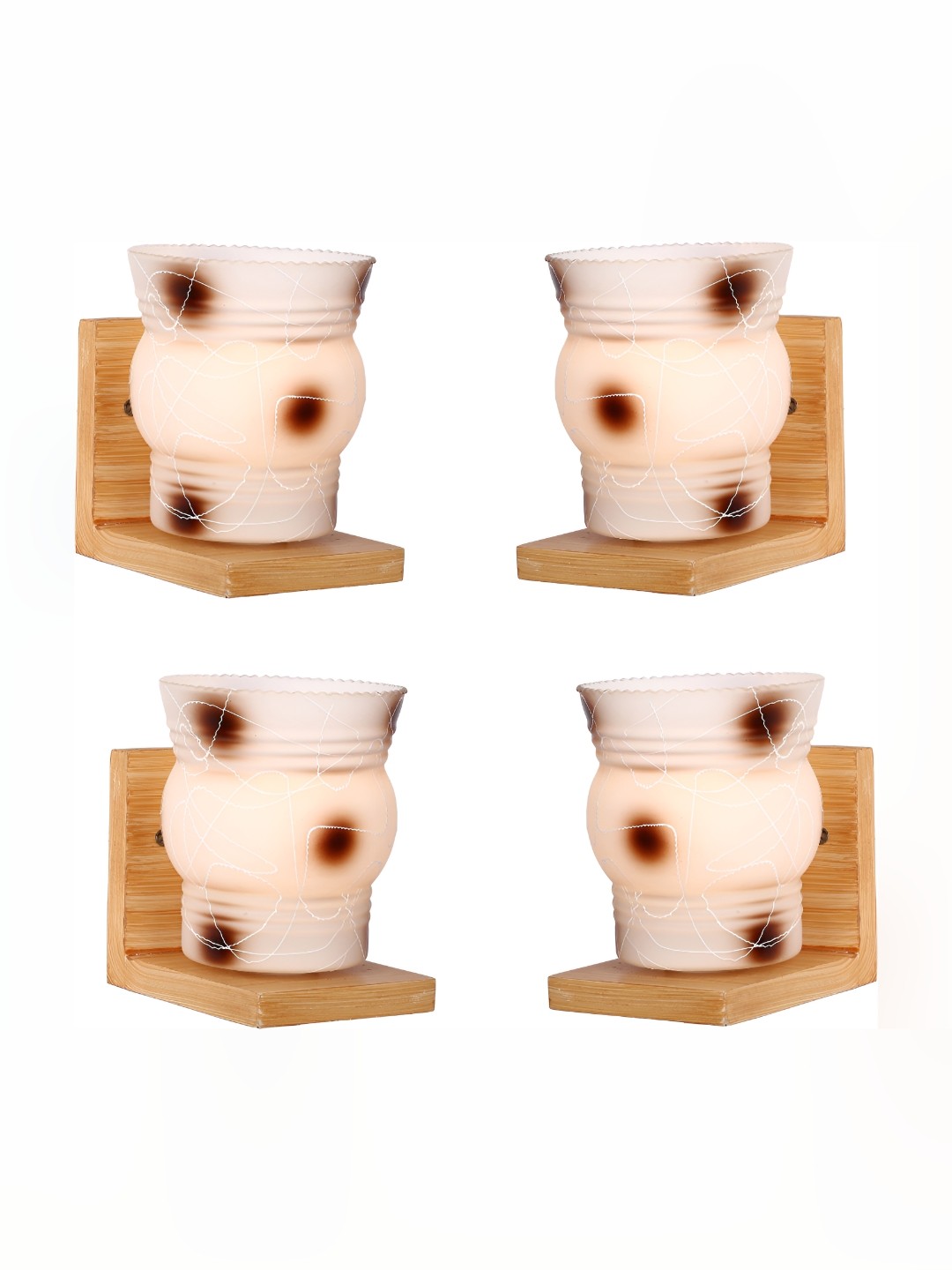 

Afast Off White & Brown 4 Pieces Printed Contemporary Glass Wall Lamps