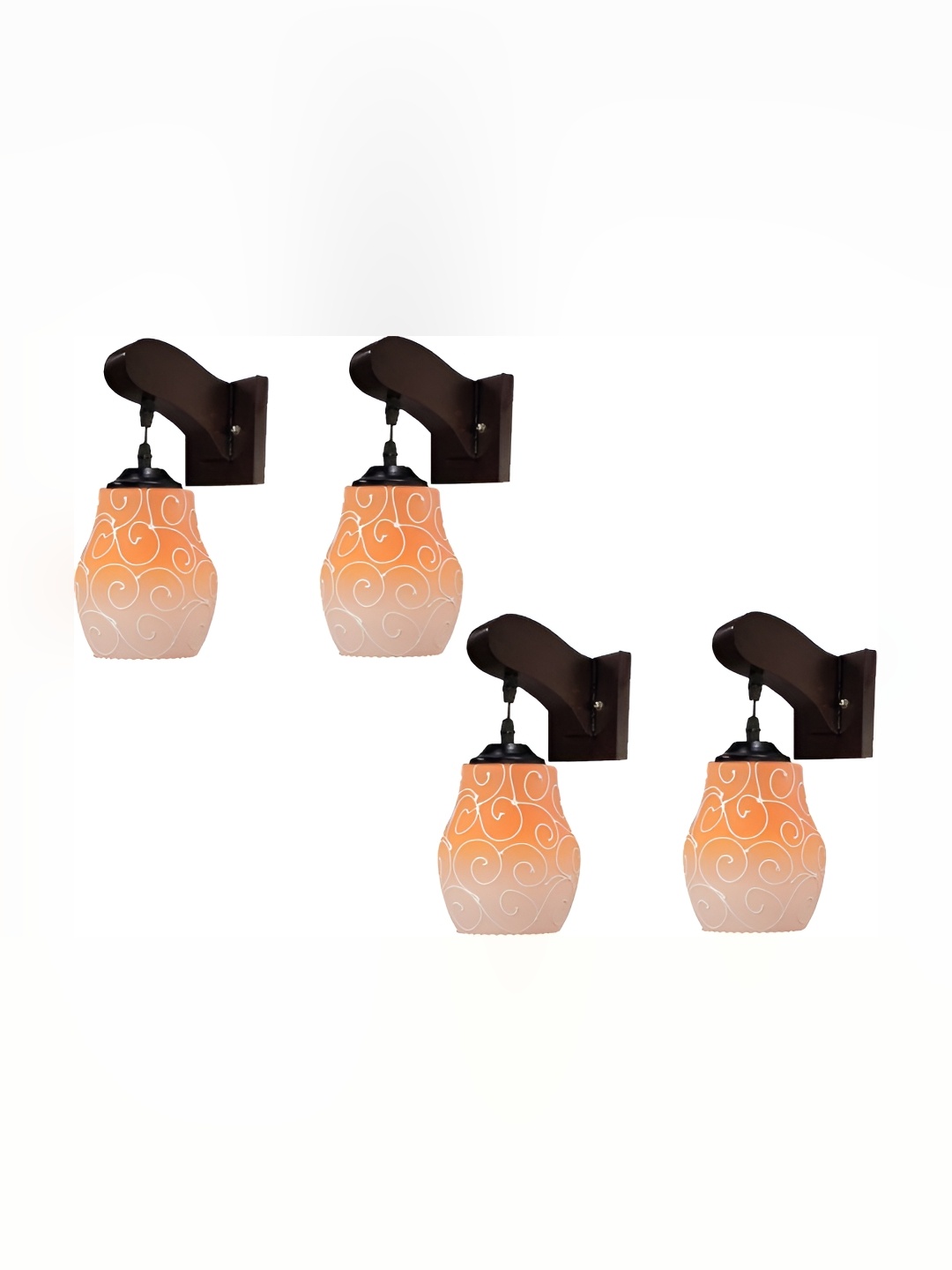

Afast Orange & Off White 4 Pieces Printed Contemporary Glass Wall Lamps