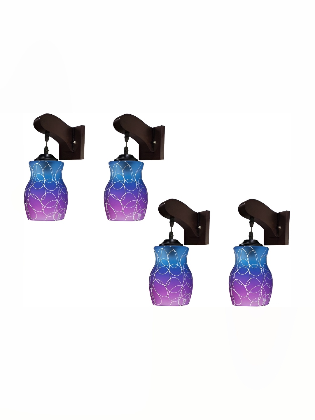 

Afast Blue & Purple 4 Pieces Printed Glass Wall Lamps