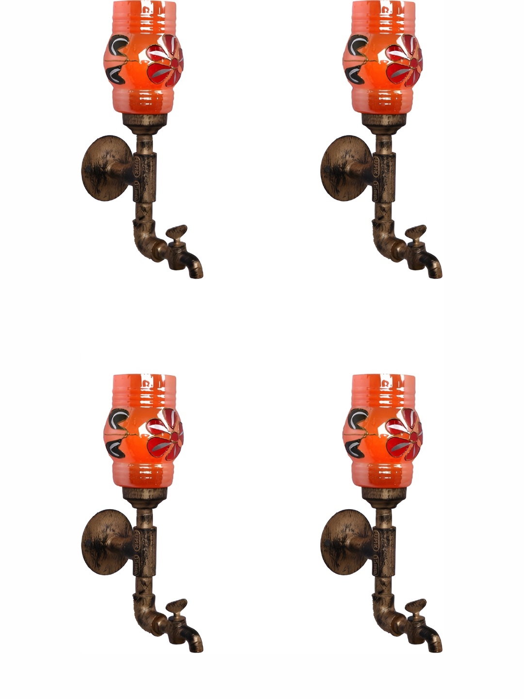 

Afast Orange & Green 4 Pieces Printed Contemporary Glass Wall Lamps