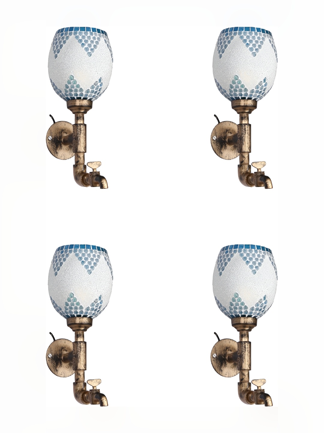 

Afast White & Blue 4 PIeces Glass Wall Lamp