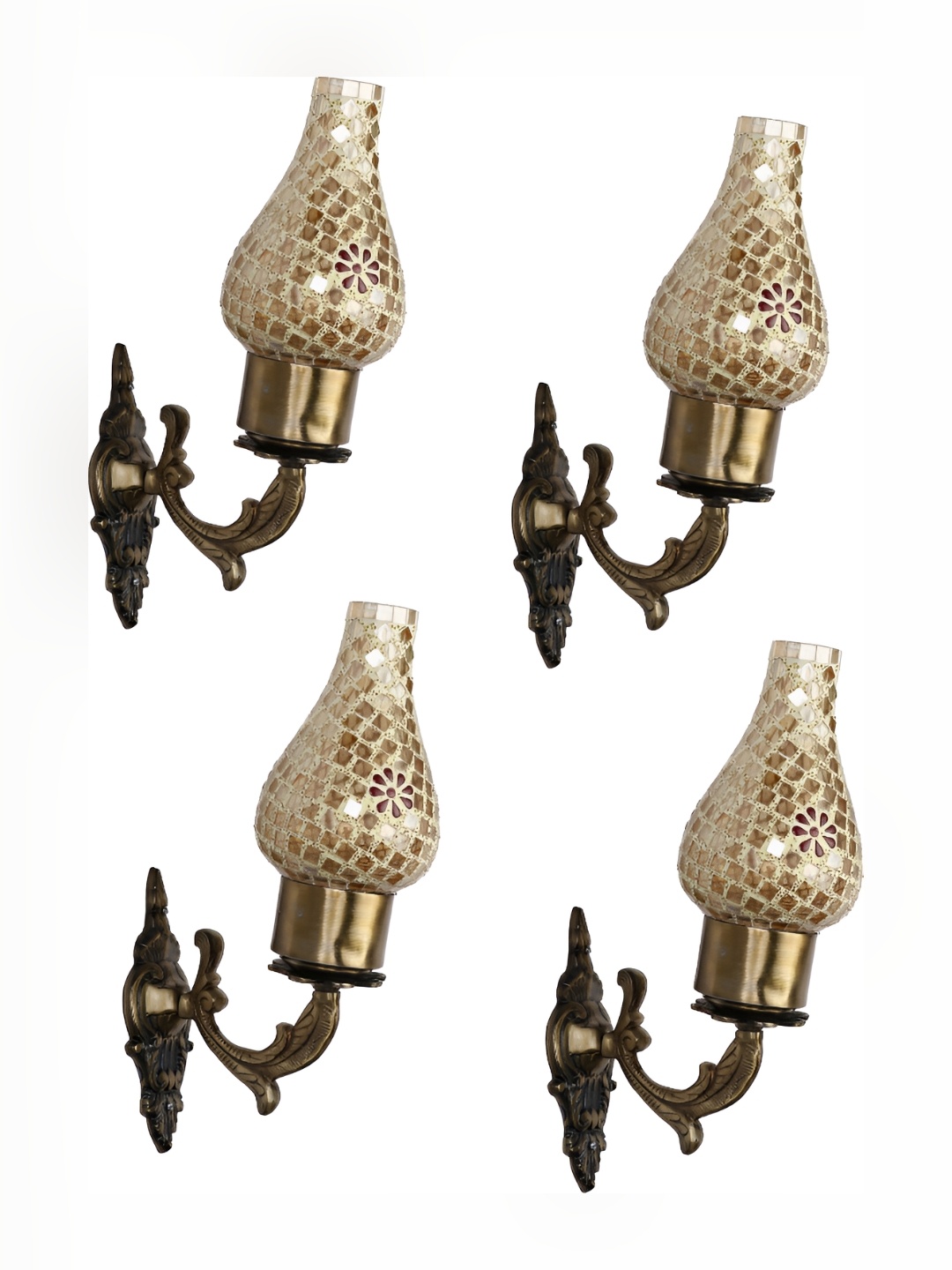 

Afast Gold Toned 4 Pieces Textured Abstract Shaped Glass Wall Lamps