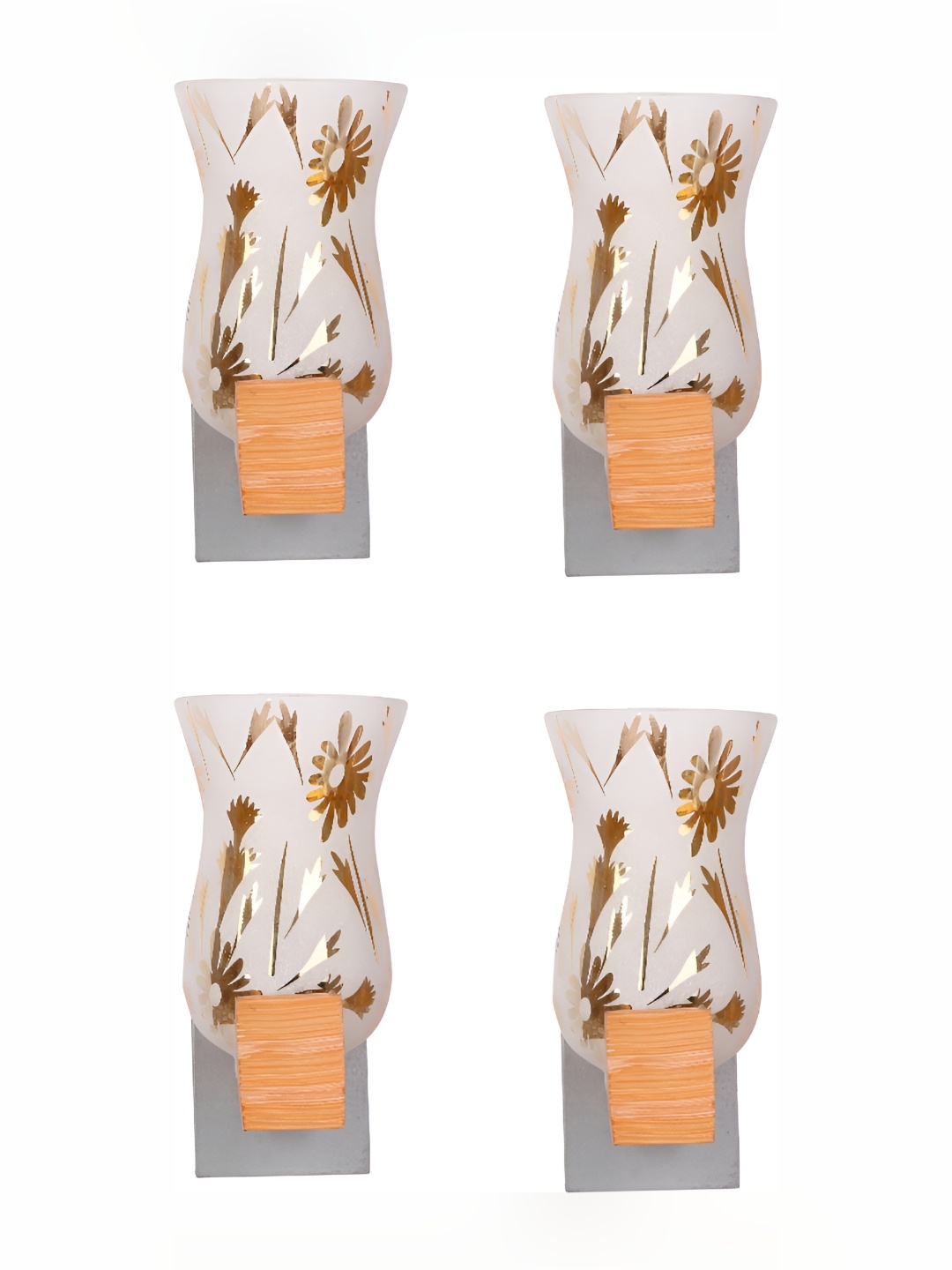

Afast White & Brown 4 Pieces Printed Abstract Shaped Glass Wall Lamps