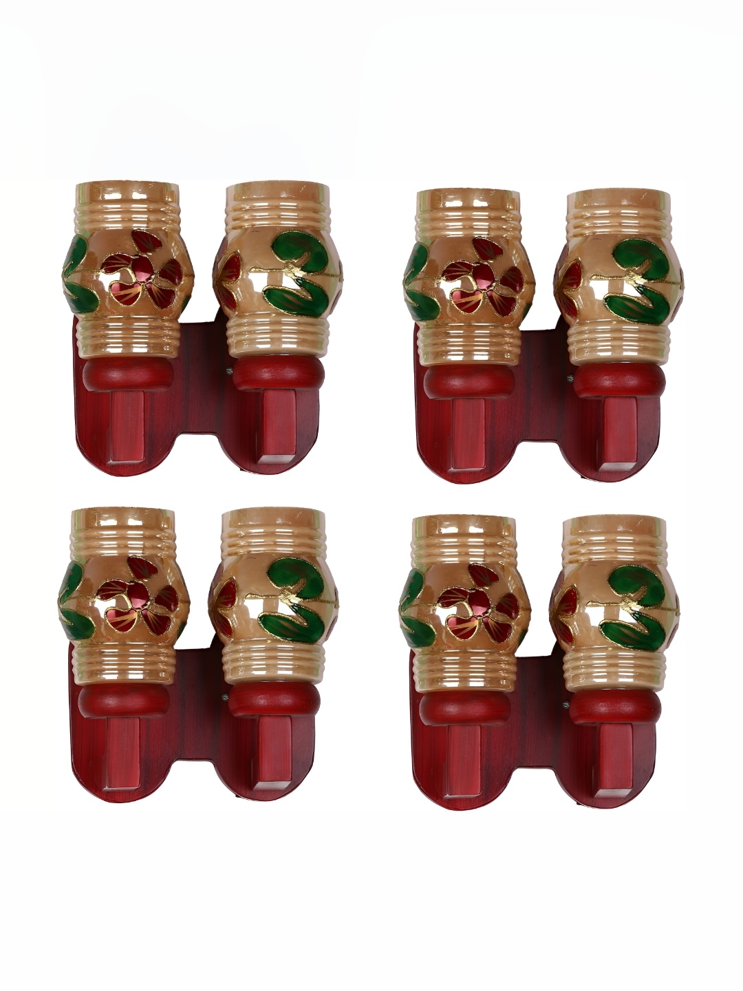 

Afast Gold Toned & Red 4 Pieces Printed Bell Shaped Glass Wall Lamps
