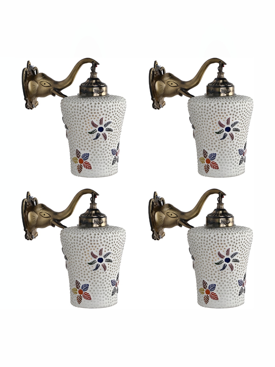 

Afast White & Brown 4 Pieces Textured Contemporary Glass Wall Lamps