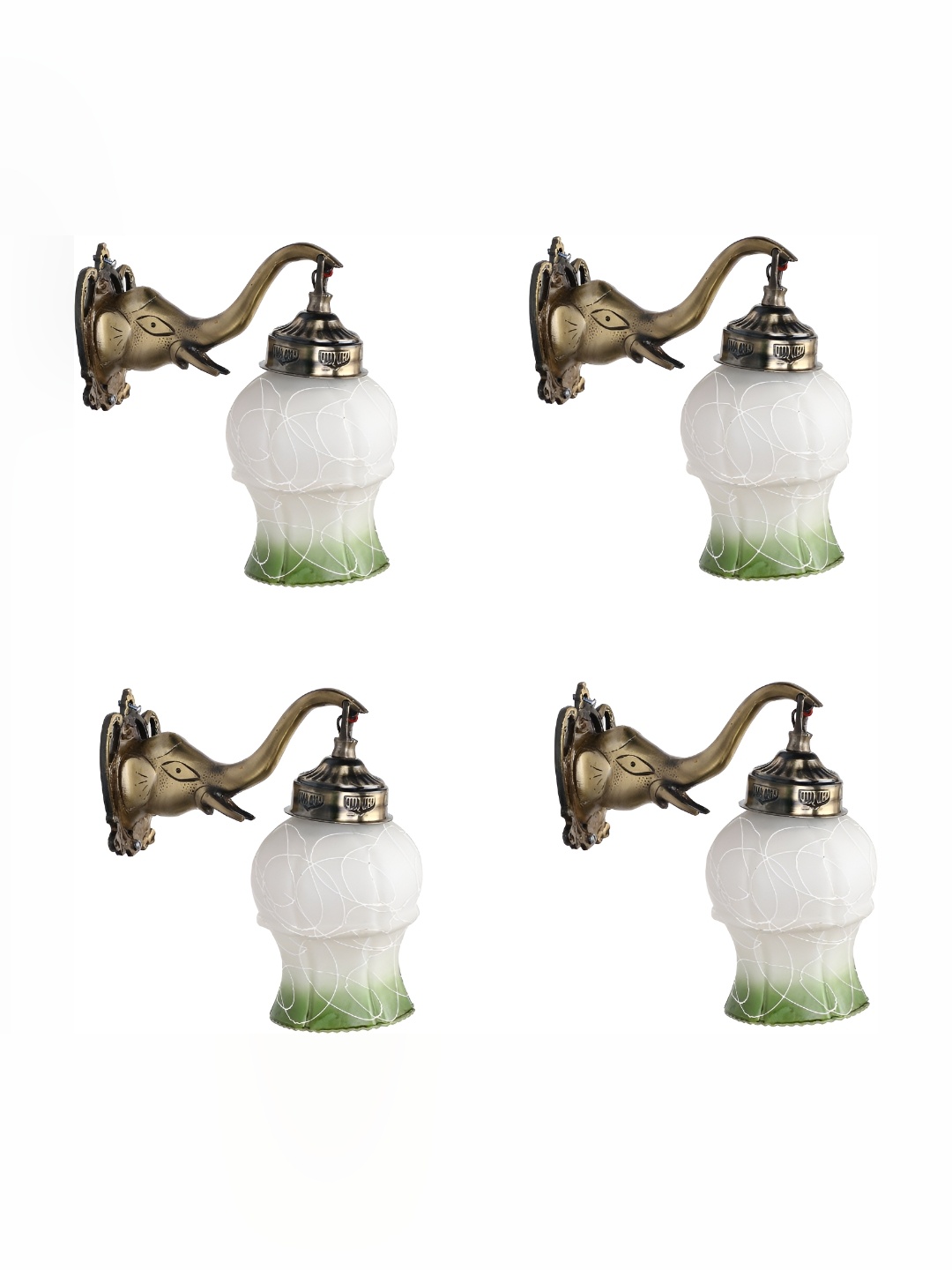 

Afast White & Green 4 pieces Bell Shaped Glass Wall Lamp
