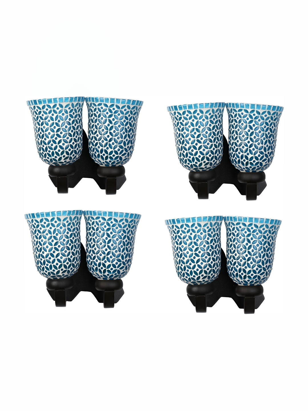 

Afast White & Blue 4 Pieces Bell Shaped Glass Wall Lamps