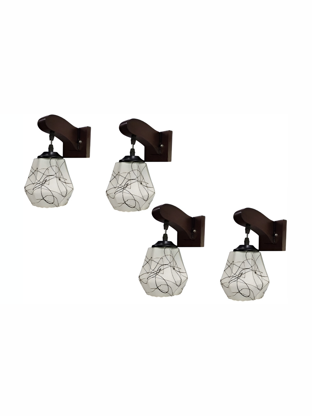 

Afast White & Black 4 Pieces Printed Abstract Shaped Glass Wall Lamps