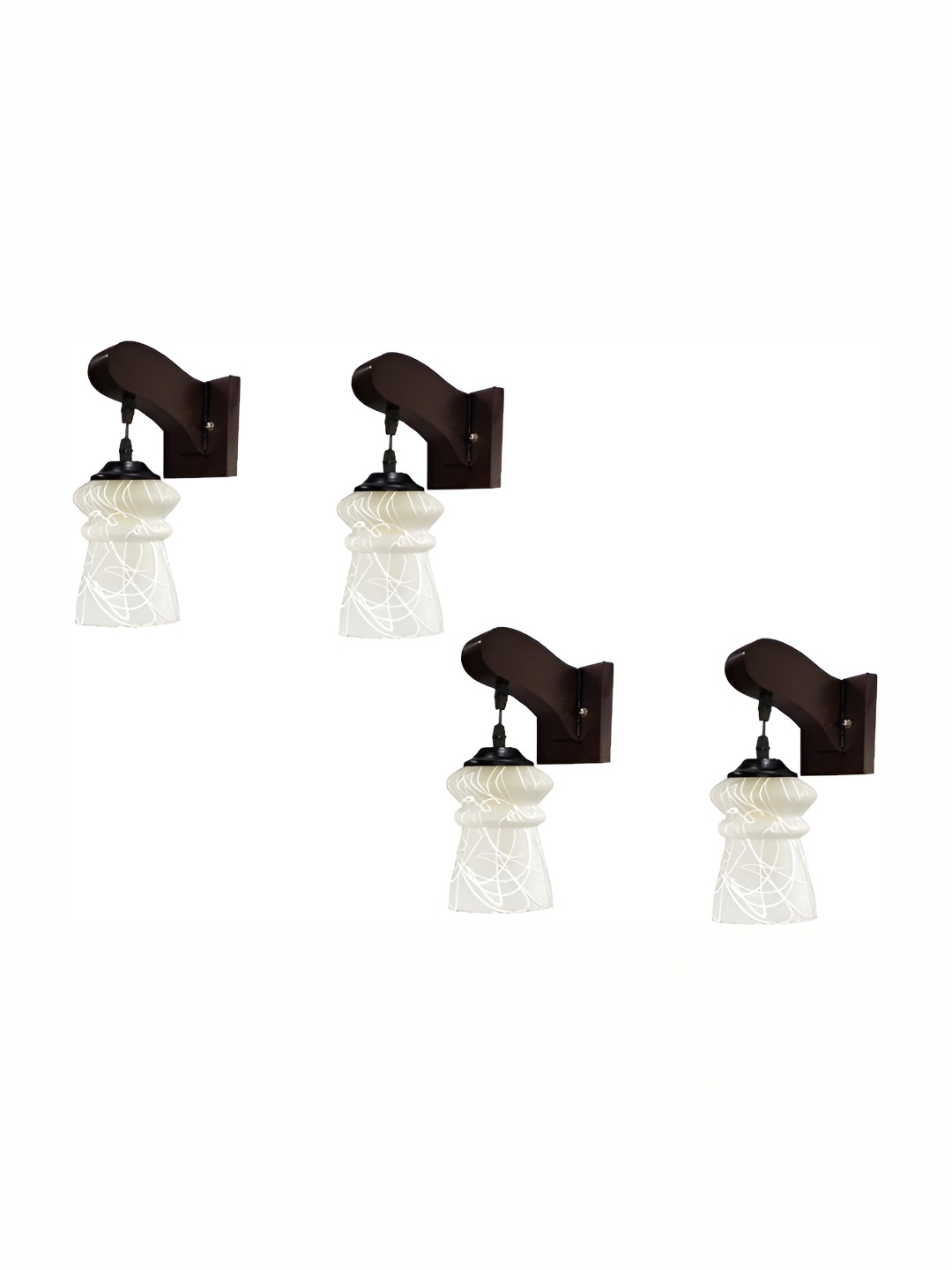 

Afast White & Brown 4 Pieces Printed Abstract Shaped Glass Wall Lamps