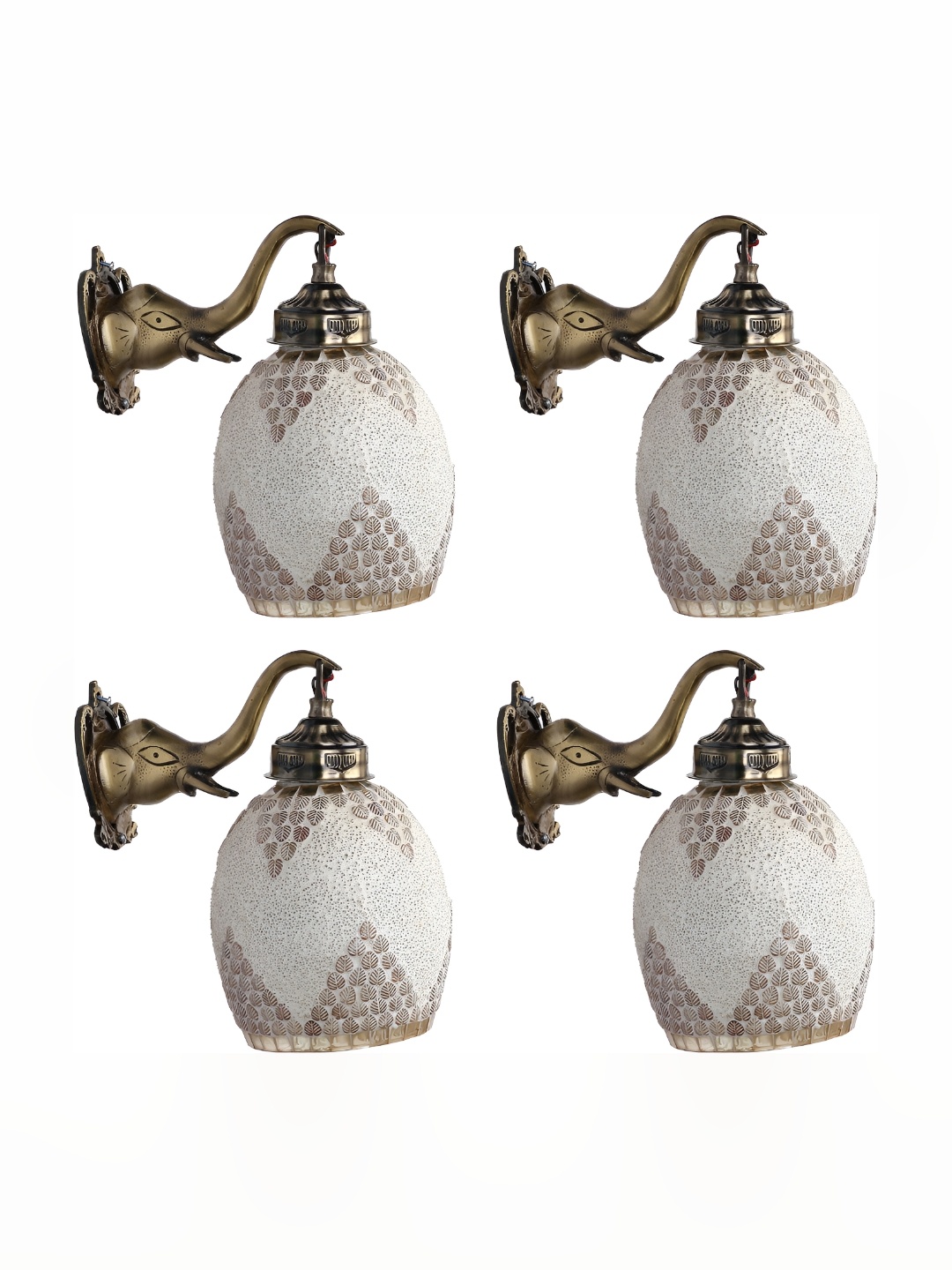 

Afast White & Gold Toned 4 Pieces Printed Bell Shaped Glass Wall Lamp