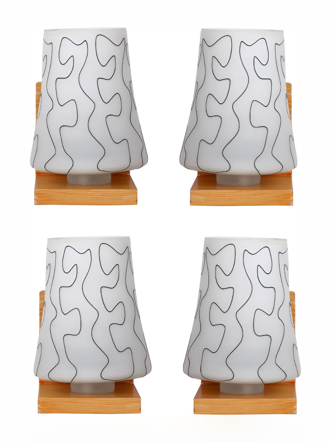 

Afast White & Black 4 Pieces Printed Cylindrical Shaped Glass Wall Lamp
