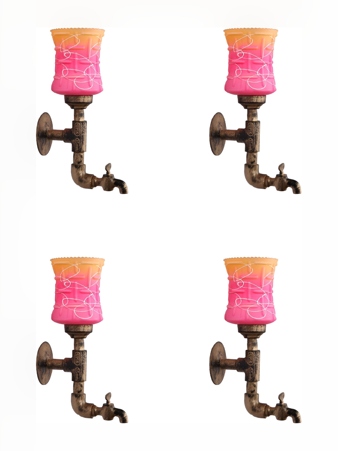 

Afast Pink & Orange 4 Pieces Cylindrical Shaped Glass Wall Lamps