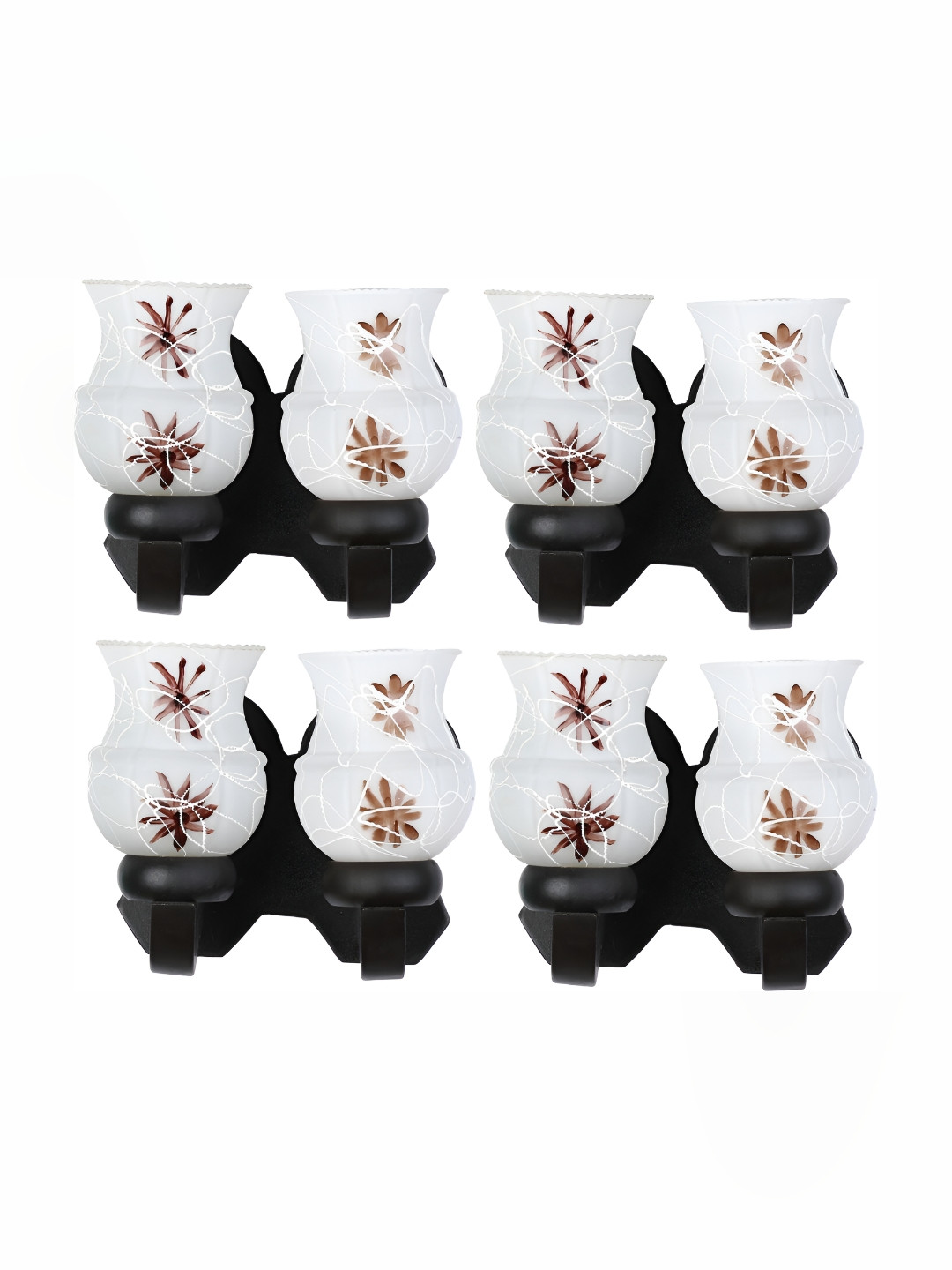 

Afast White & Brown 4 Pieces Printed Glass Wall Lamps