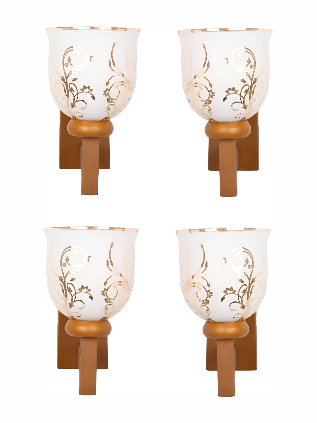 

Afast White & Gold Toned 4 Pieces Printed Bell Shaped Glass Wall Lamp