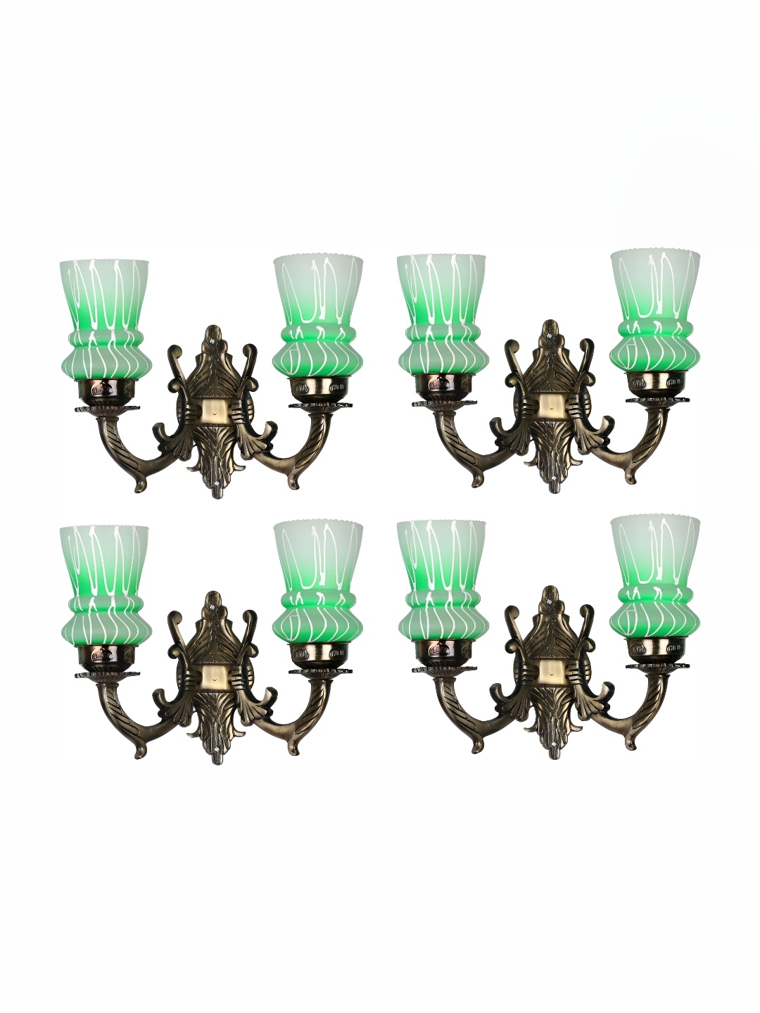 

Afast White & Green 4 Pieces Printed Glass Wall Lamps
