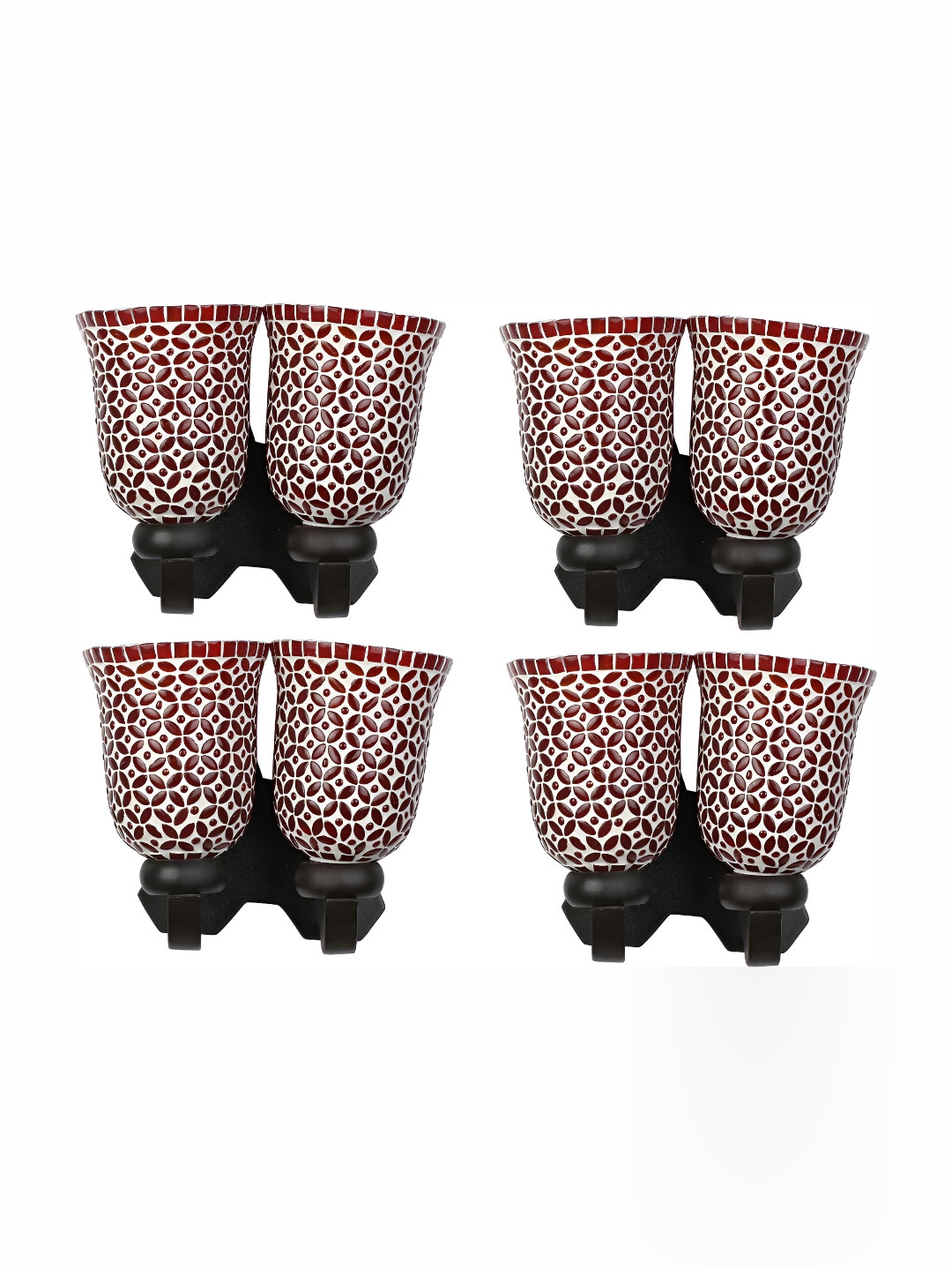

Afast White & Maroon 4 Pieces Printed Glass Wall Lamps