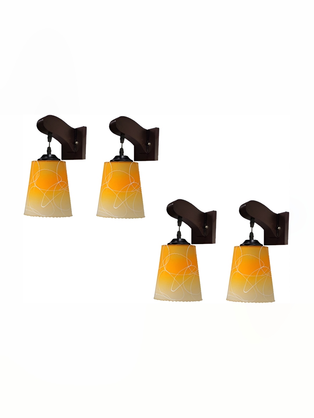 

Afast Yellow & Brown 4 Pieces Printed Abstract Shaped Glass Wall Lamps