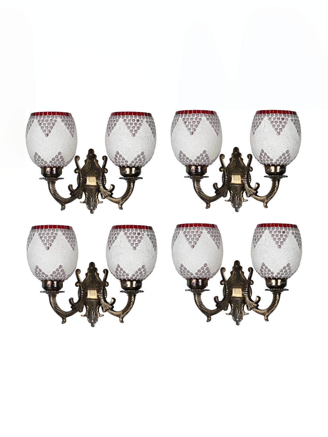 

Afast White & Maroon 4 Pieces Abstract Shaped Glass Wall Lamps
