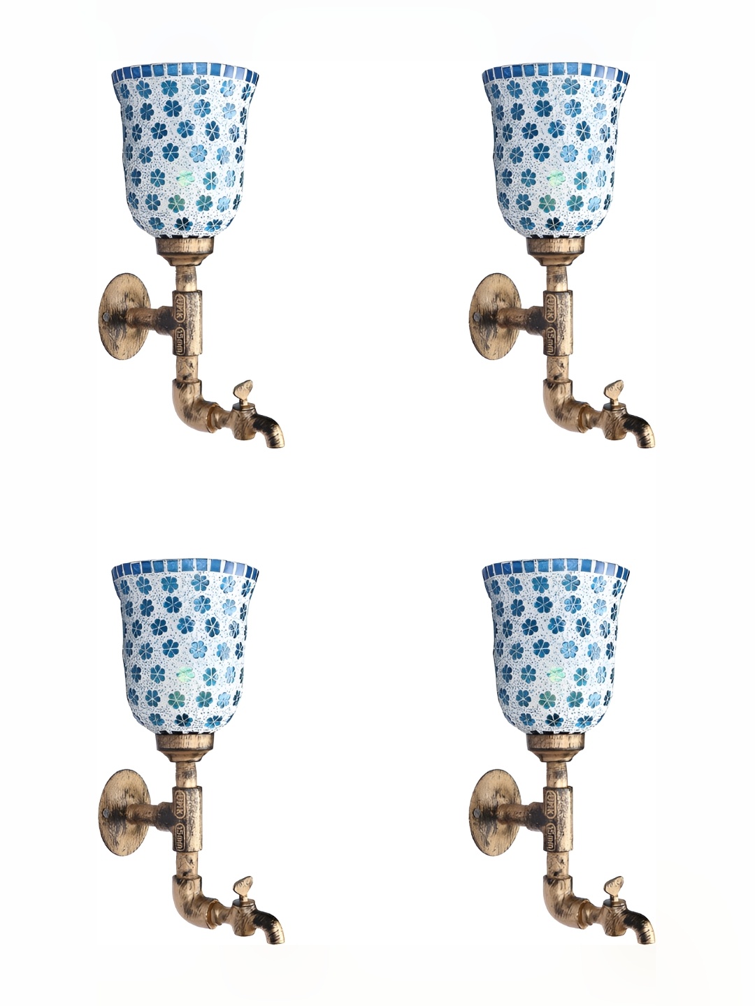 

Afast White & Blue 4 Pieces Textured Abstract Shaped Glass Wall Lamps