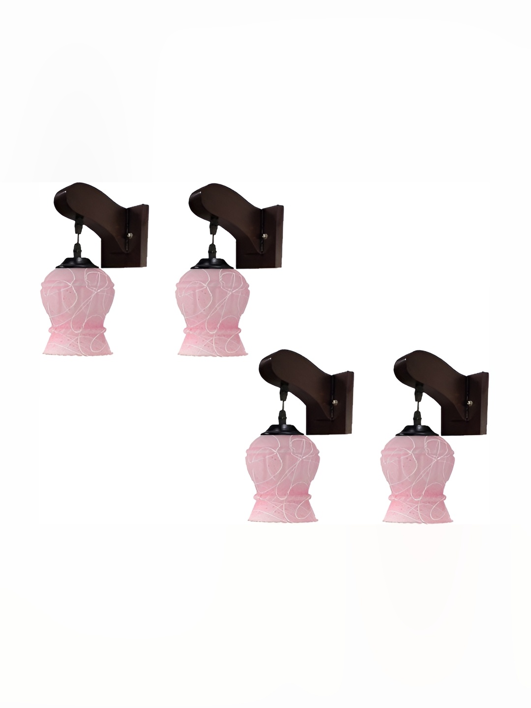 

Afast Pink & White 4 Pieces Printed Bell Shaped Glass Wall Lamp