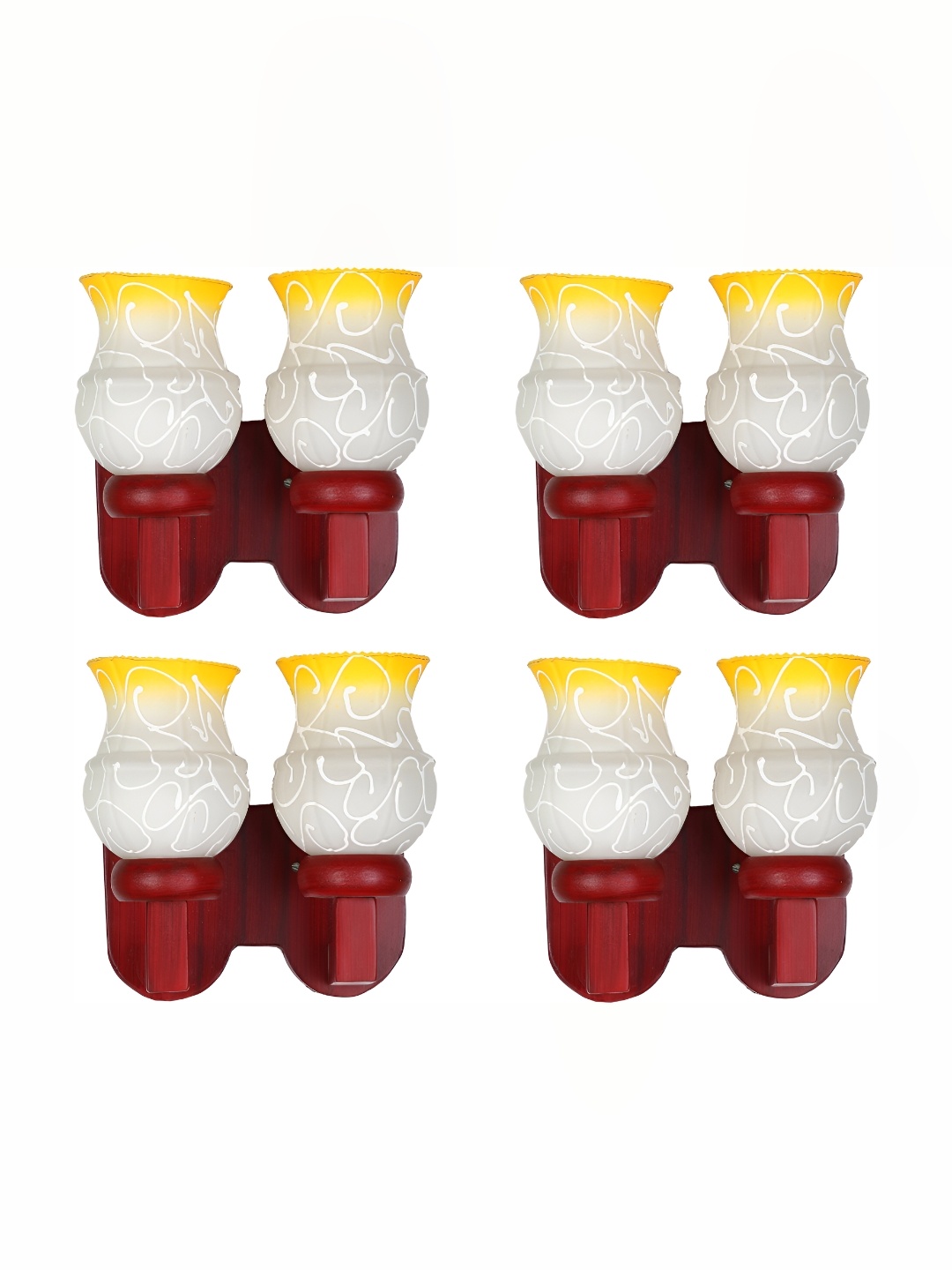 

Afast White & Yellow 4 Pieces Printed Glass Abstract Shaped Contemporary Wall Lamp