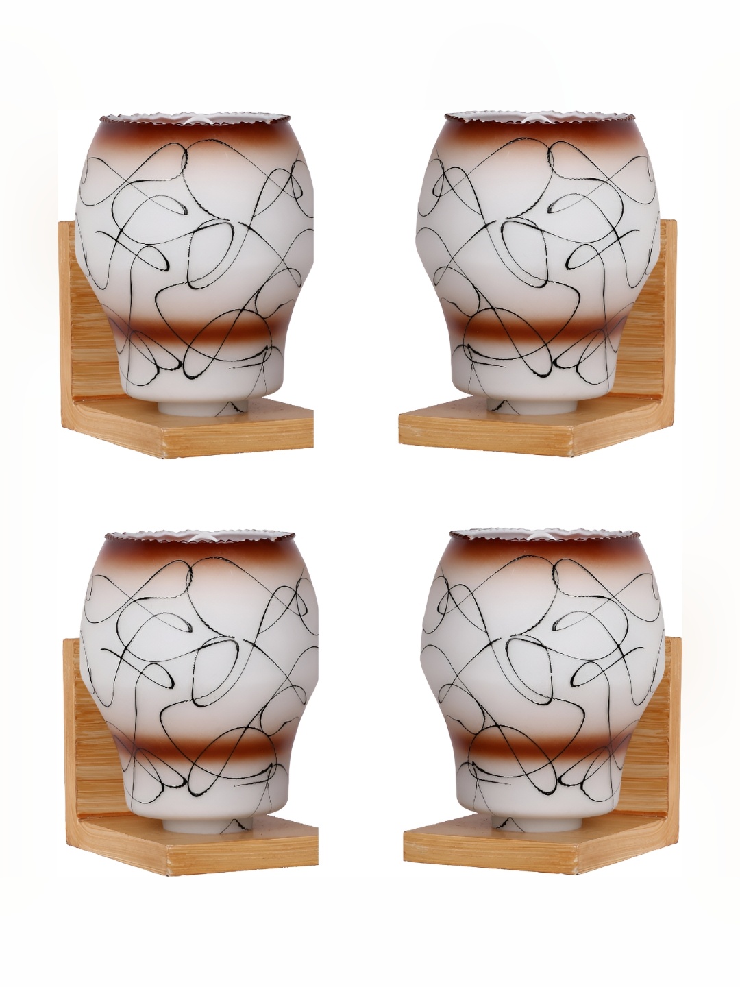 

Afast White & Brown 4 Pieces Printed Glass Contemporary Abstract Shaped Wall Lamp