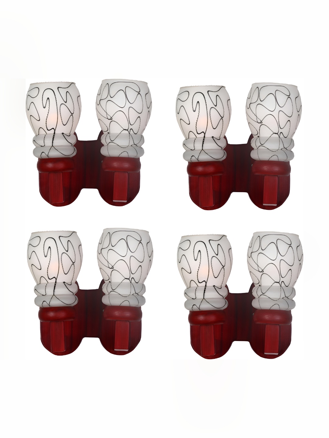 

Afast White & Black 4 Pieces Printed Abstract Shaped Glass Wall Lamps