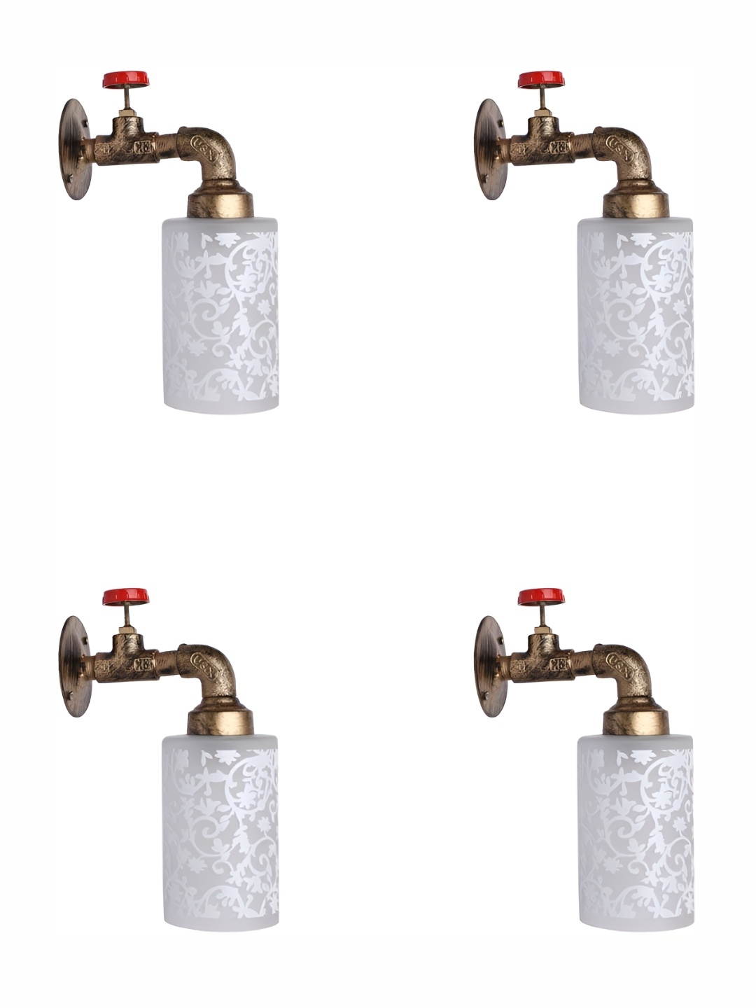

Afast White 4 Pieces Glass Wall Lamps, Yellow