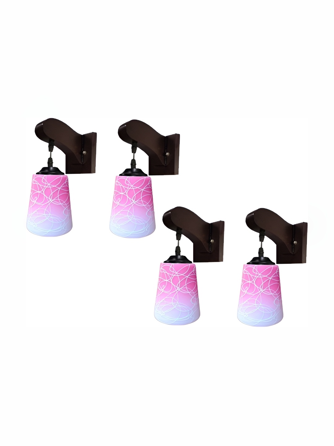 

Afast Pink & White 4 Pieces Printed Contemporary Glass Wall Lamps