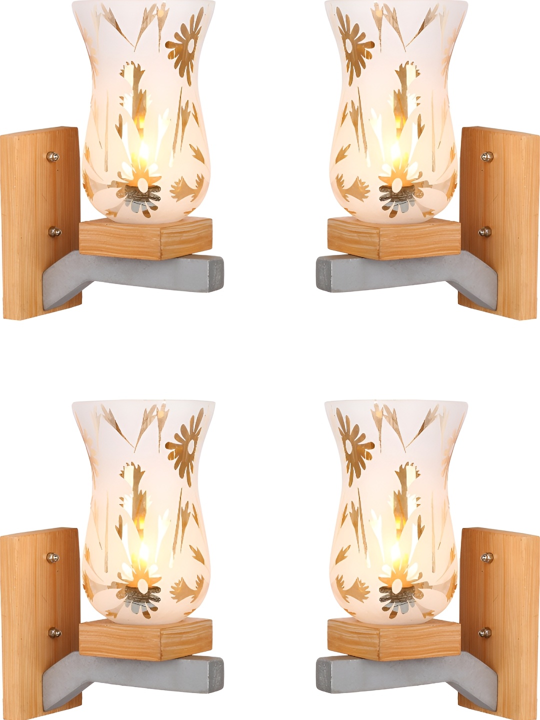 

Afast Beige & Gold Toned 4 Pieces Glass Wall Lamp