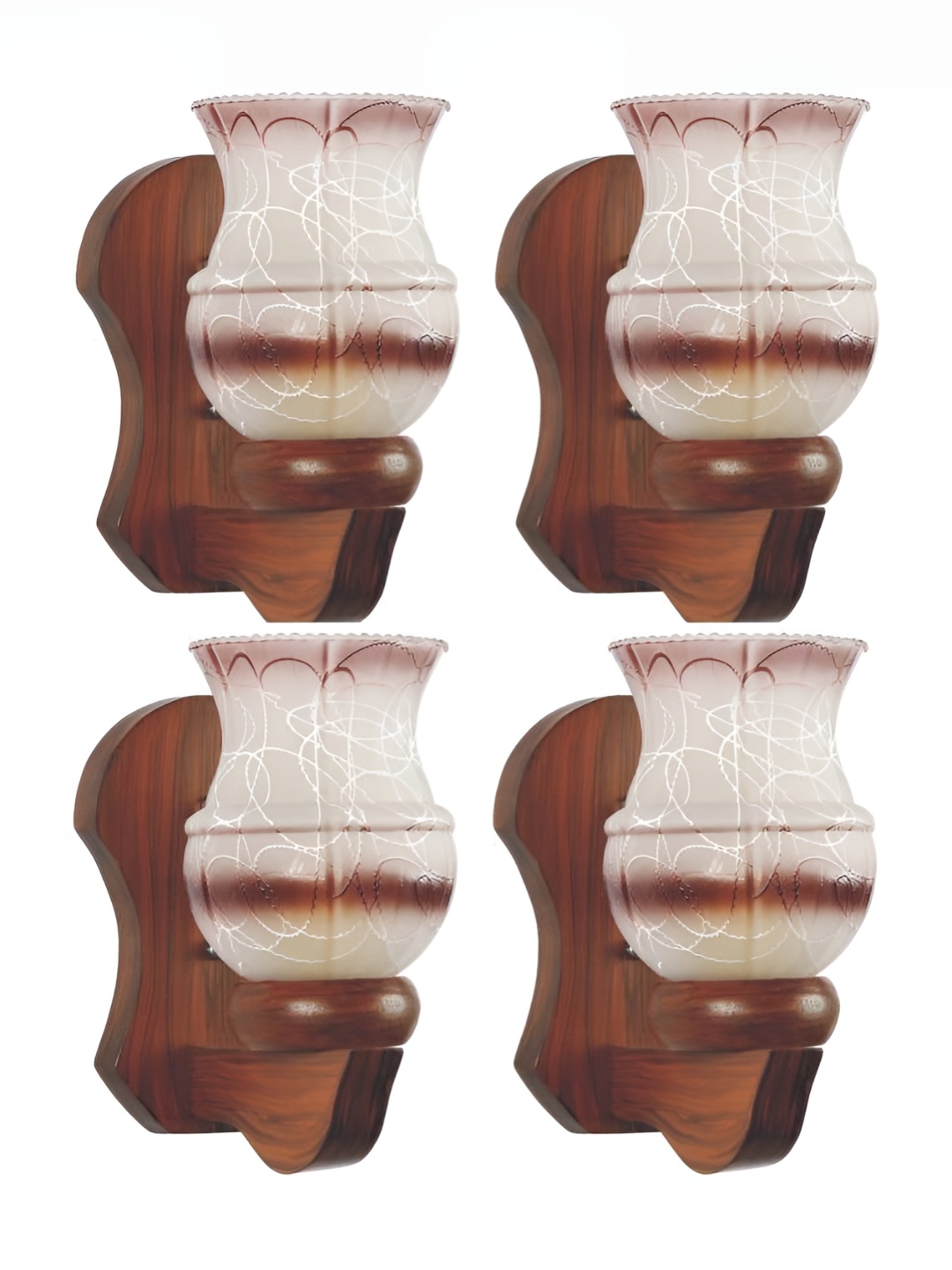 

Afast White & Brown 4 Pieces Bell Shaped Glass Wall Lamp