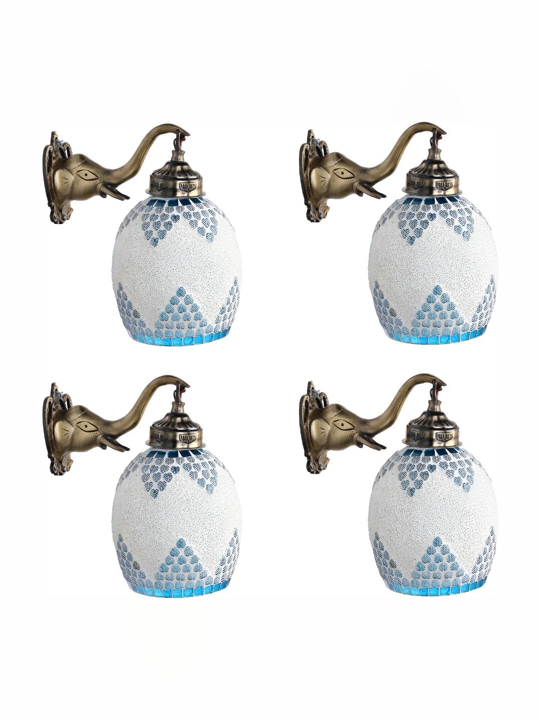 

Afast White & Blue 4 Pieces Printed Bell Shaped Glass Wall Lamp