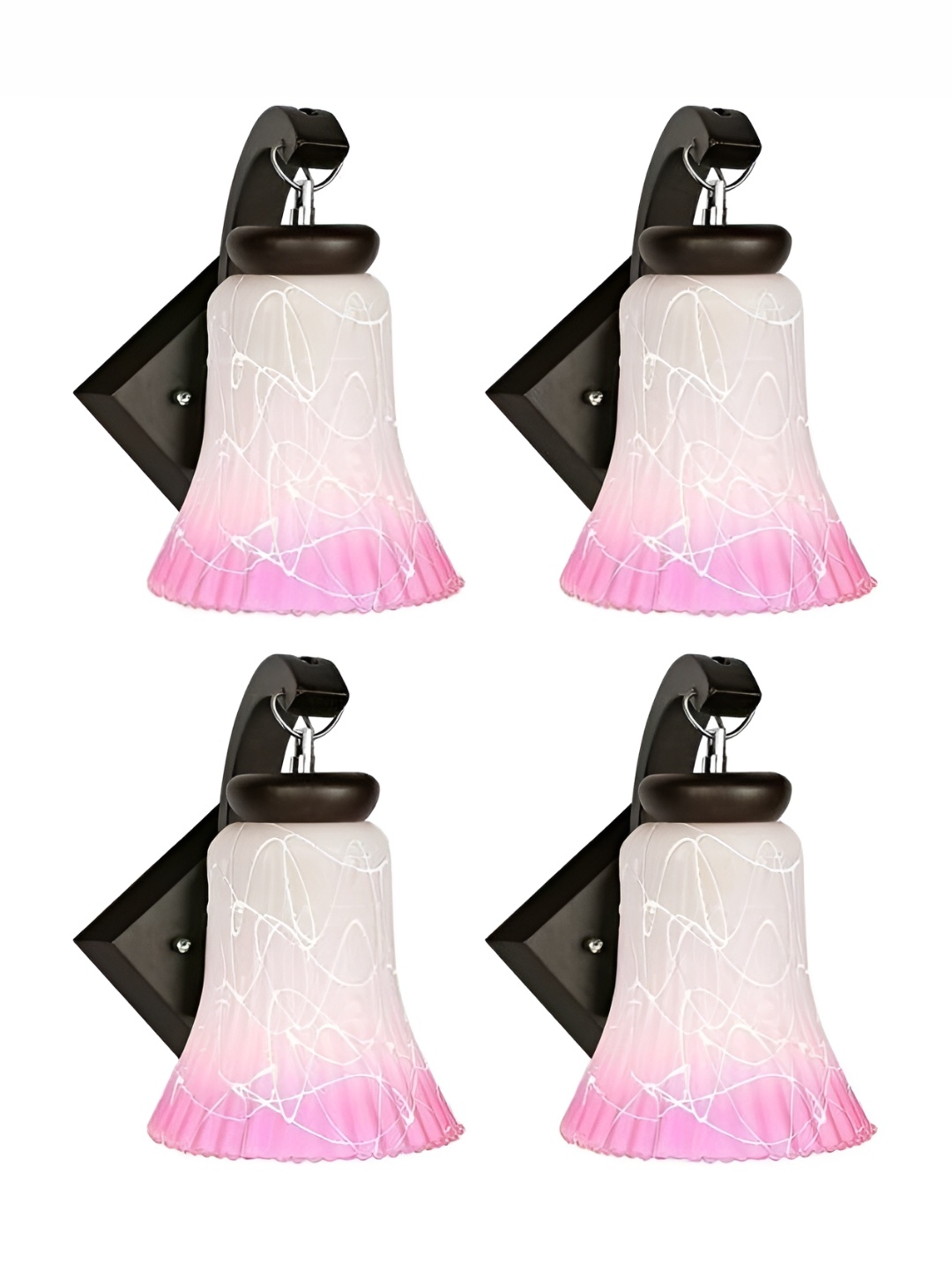 

Afast Pink & Grey 4 Pieces Printed Bell Shaped Glass Wall Lamps