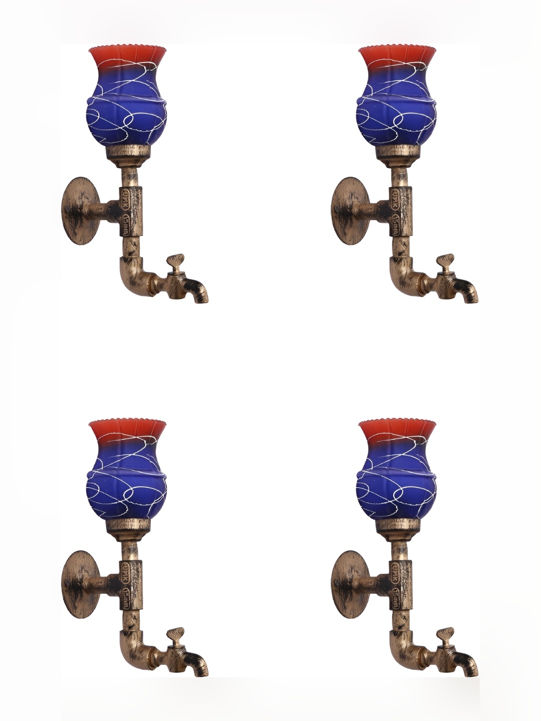 

Afast Blue & Red 4 Pieces Printed Contemporary Glass Wall Lamps