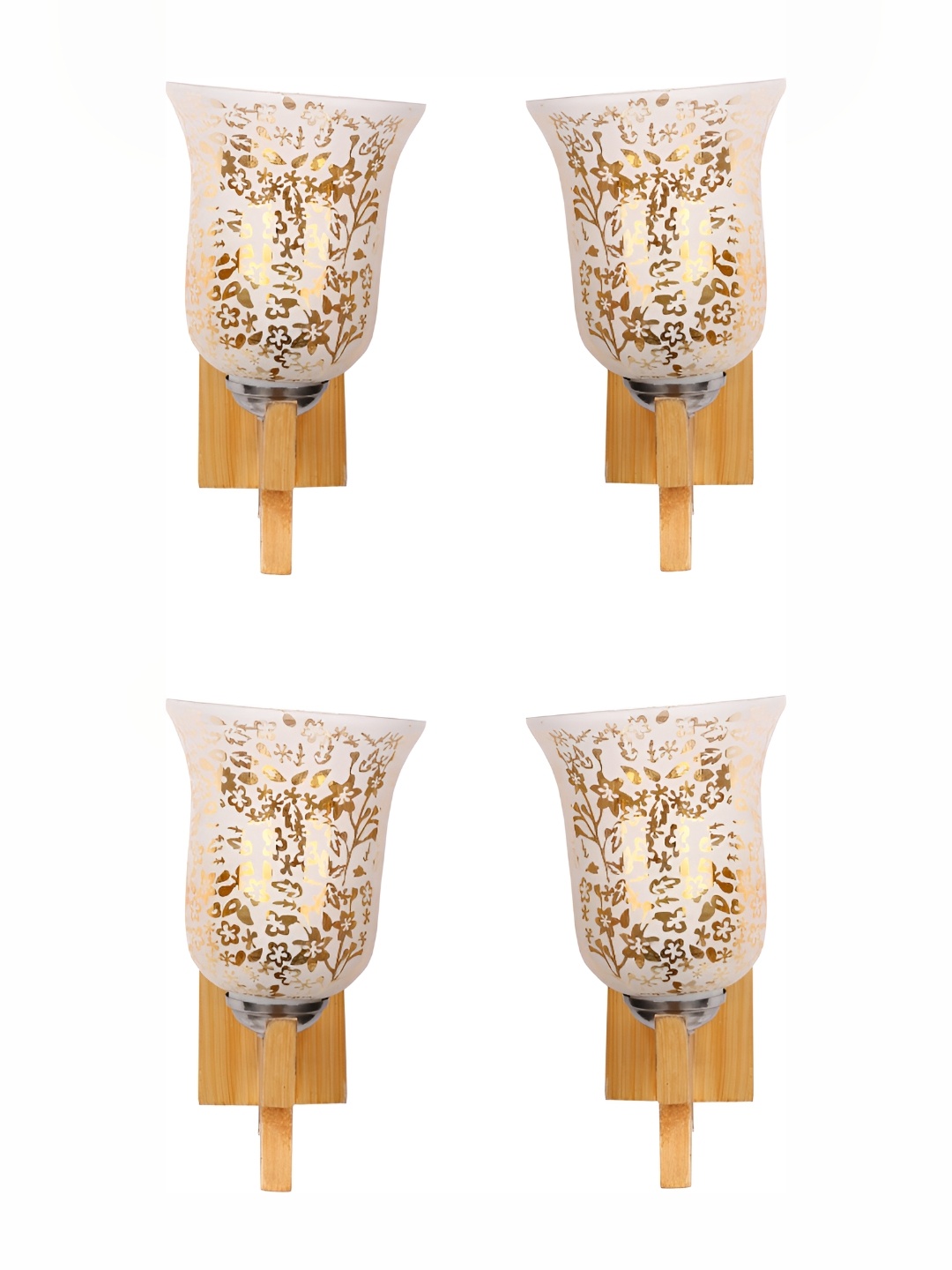 

Afast White & Gold-Toned 4 Pieces Bell Shaped Glass Wall Lamps