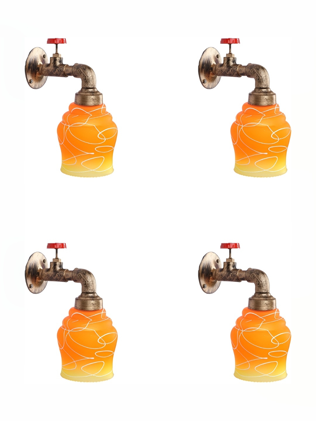 

Afast Orange 4 Pcs Glass Textured Wall Lamps