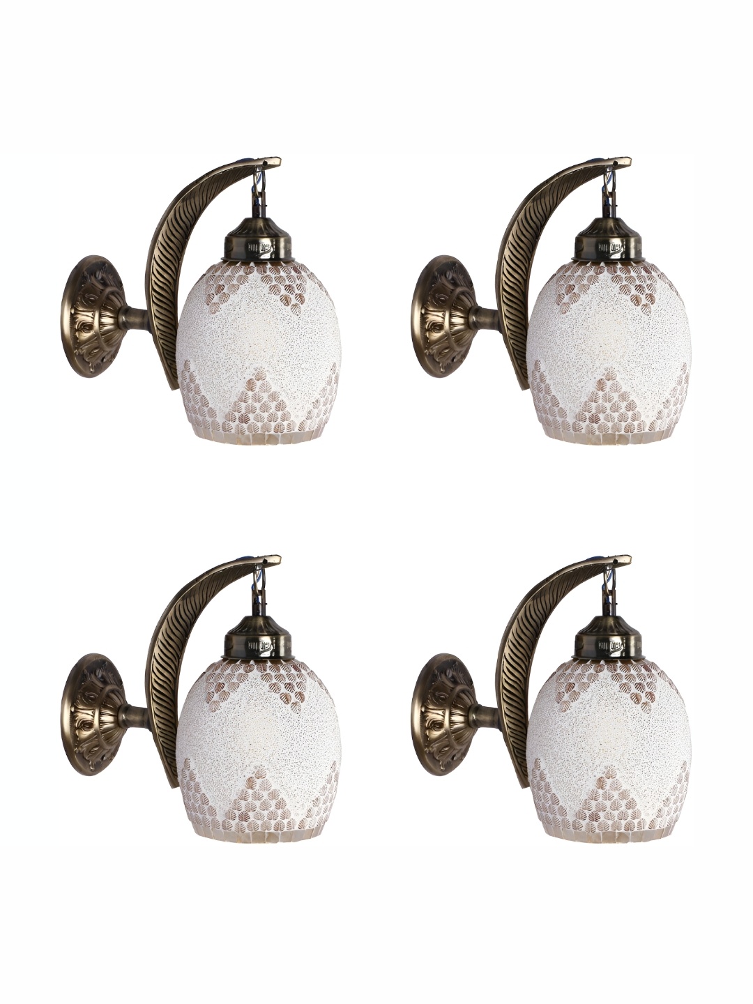 

Afast White & Brown 2 Pieces Textured Contemporary Glass Wall Lamps