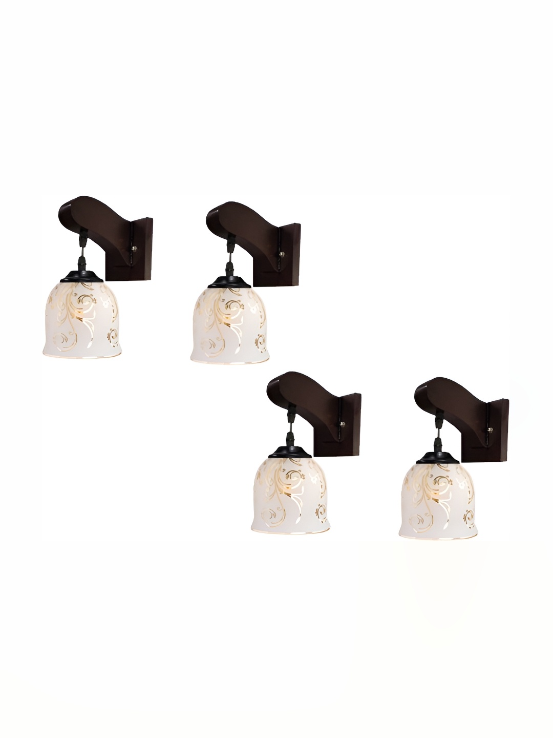 

Afast White & Gold-Toned 4 Pieces Bell Shaped Glass Wall Lamps