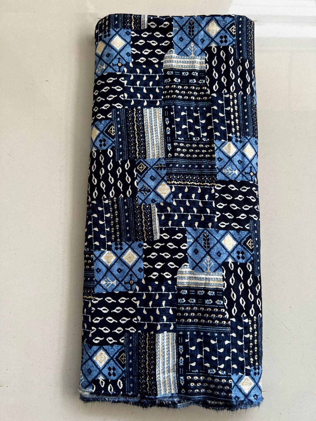 

NK Textiles Geometric Printed Unstitched Kurta Material, Navy blue